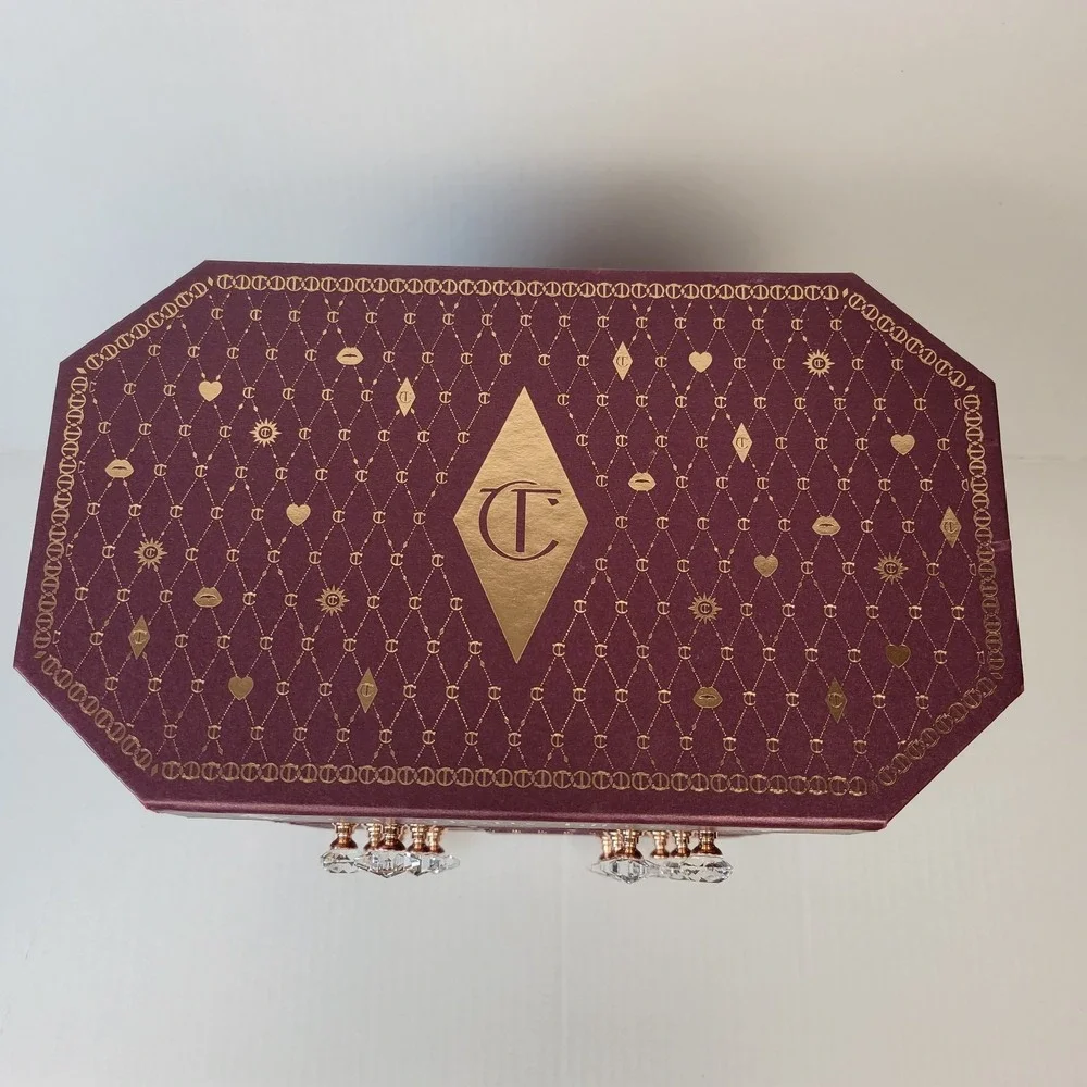 Charlotte Tilbury Advent Calendar 2023 Empty Jewelry Box Burgundy Gold Glam